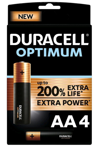 DURACELL OPTIMUM BATTERIE STILO AA ALCALINE CONF 4 Pz.